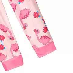 Imagem do Pijamas de 2 partes com impressão de dinossauro para meninas, pijamas de manga comprida com pescoço redondo, roupas de noite princesa, conforto-friendly