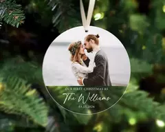 Decorações de natal personalizadas 2024, nosso primeiro natal casado ornamento foto de casamento personalizado presente de natal recém-casado - comprar online