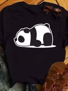 Imagem do Maycaur-camiseta de manga curta para mulher, top solto com estampa de panda fofa, casual e solta, verão