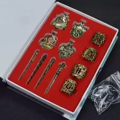 Harry Potter Time Turner Ampulheta Emblema De Metal, Conjuntos De Anéis De Broche, Varinha Mágica De Quadribol, Chaveiro De Pedra Mágica, Colar Caixa De Presente - comprar online