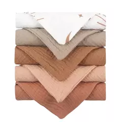 Baby's Soft Absorbent Gaze Algodão Toalhas, Face Wipe, Lenço, Banhando Toalhinha de alimentação, 5Pcs - Wolf Magazine