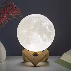Bateria Powered LED Moon Lamp Com Suporte, Starry Night Light, Decoração do quarto, Kids Gift, 8cm - loja online