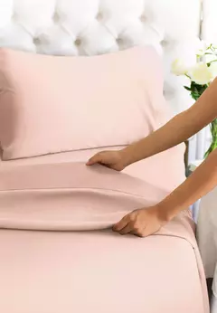 Imagem do Battilo-Cama de casal Set Sheets, folha plana com Pillowscaso, Luxo Cooling, King and Queen, cama de tamanho completo, 4 PCs