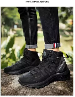 Botas de couro antiderrapante ao ar livre para homens, botas de deserto respiráveis, botas confortáveis, sapatos de trabalho, inverno