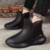 Botas de neve de pelúcia impermeáveis masculinas, botas de pele quente, sapatos casuais, deslizar, inverno