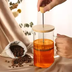 Cafeteira de vidro de aço inoxidável, French Press Coffee Potes, Hand Brewing Coffee Pot, Chá Brewing, Milk Pot para casa, 350-1000ml