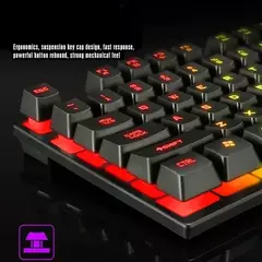 Imagem do Kit de teclado e mouse para jogos RGB retroiluminado USB com fio teclado e mouse para computador combo 104 teclas para PC Gamer Laptop