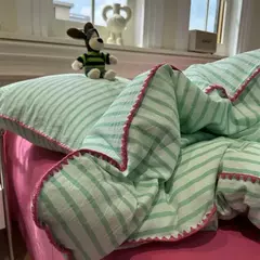 Nordic Minimalista Estilo Duvet Cover Set, Quilt Bedding Set, Grey Strip Bed, 4 peças, Home Luxury Sheets - Wolf Magazine