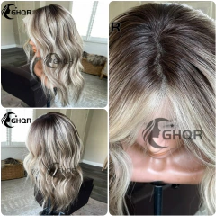 100 destaque frente do laço perucas de cabelo humano cheio do laço marrom mix loira transparente suíço 360 laço frontal perucas de cabelo humano raiz escura - comprar online