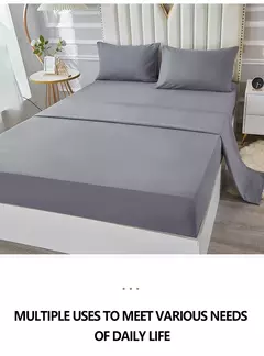 Conjunto de cama sólido 3/4 peças, lençol à prova d'água, lençol e fronhas macias, queen, kidng, completo, tamanho duplo, branco e cinza