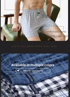 Imagem do Cuecas masculinas de algodão de cintura alta, calças allo de cintura alta com pijama em casa, cuecas boxer plus size