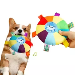 Engraçado arco-íris de pelúcia disco voador brinquedos para cães ao ar livre jogos de treinamento interativo mastigar brinquedo animais de estimação discos voadores brinquedos acessórios para cães - comprar online