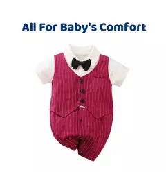 Bodysuit de algodão confortável para meninos e meninas, manga curta, bonito vestido de festa, roupas de bebê, verão, 0-18m - loja online