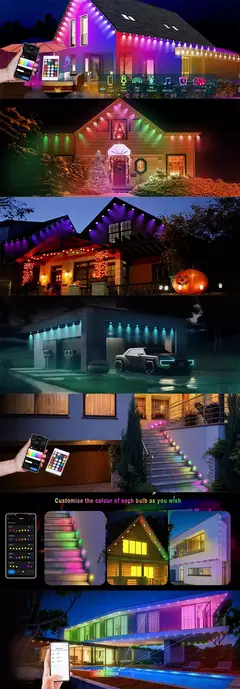 RGB Smart Eaves LED Light, Luzes permanentes ao ar livre, DIY, Sincronização de música à prova d'água, Timer Strings, Holiday Party Decor, Bluetooth - Wolf Magazine
