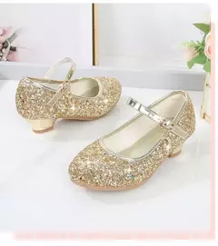Sapato de salto alto de cristal infantil, sandálias de cristal, fivela, princesa sapato de dança, desempenho estudantil, couro, meninas, moda - loja online