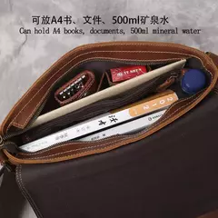 NZPJ-Bolsa de ombro de couro marrom para homens, bolsa mensageiro de couro, camada superior retro, cavalo louco artesanal, arquivo A4, novo - comprar online
