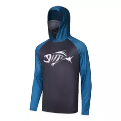 Pesca com capuz com máscara masculina, moletom manga comprida, proteção UV, umidade wicking, roupas de pesca - Wolf Magazine