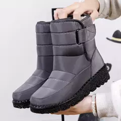 Botas de neve impermeáveis antiderrapantes para mulheres, sapatos de plataforma, tornozelo quente, sapatos acolchoados de algodão, inverno