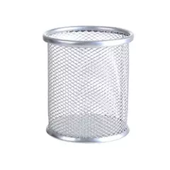 Imagem do Suporte durável do lápis da malha do metal, potenciômetro quadrado da pena, estojo do copo, recipiente, organizador, secretária de escritório, novo, 1PC