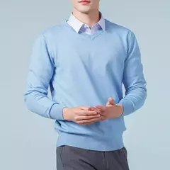 Pulôver clássico com decote em v masculino, suéter super de cashmere, camisa grossa, roupas quentes masculino, 4XL, outono e inverno