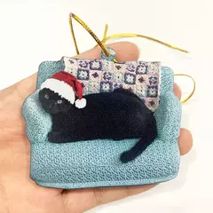 Pingente De Natal De Acrílico Gato Preto, Xmas Tree Hanging Animal Ornamentos, Decoração De Festa De Casa, Casamento, Ano Novo
