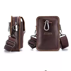 BULLCAPTAIN-Pacotes de Cintura de Couro Genuíno para Homens, Cinto Casual, Bolsa de Telefone Móvel 100% Couro Pequena Bolsa de Ombro - loja online