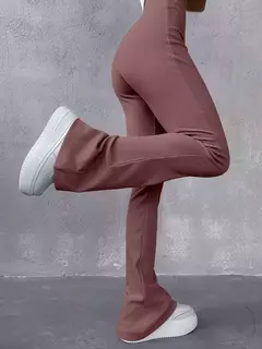 Calças monocromáticas com nervuras para mulheres, cintura alta, mostrando pernas longas, esportes com todos os jogos, calças sexy slim - comprar online