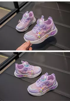 Desenhos animados infantis Anime Kuromi calçados esportivos, malha, fofo, moinho de vento, casual, botão rotativo, tênis, meninas, crianças, moda - Wolf Magazine