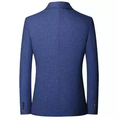 Blazers xadrez azul casual slim fit masculino, jaquetas de negócios, roupas formais, casacos masculinos, novos, primavera, outono, tamanho 4XL