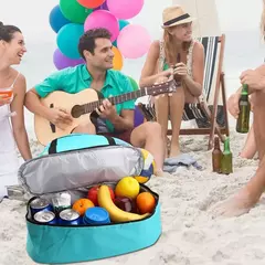 Grande bolsa de malha transparente de camada dupla para mulheres, alta capacidade, preservação de calor, piquenique, praia, bolsa, escritório, almoço, lanches, bolsa na internet
