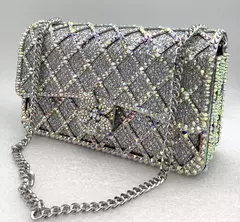 XIYUAN-Bolsas Mensageiro de Corrente Longa para Mulheres Bolsas Diamantes, Bolsa de Ombro para Festa de Casamento, Laranja, Azul, Prata, Jóias Verdes - loja online