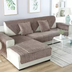 Capa de sofá de veludo universal xadrez de pelúcia antiderrapante e espessa para a sala de estar Capa de sofá de flanela quente para o apoio de braço da toalha de costas macia e confortável sem perda de cabelo pode ser - comprar online