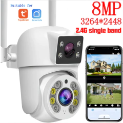 Imagem do Tuya 8mp wifi câmera ip ptz lente dupla tela dupla detecção manual cor cheia visão noturna câmera de vigilância segurança ao ar livre