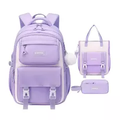 School Bag Set Inclui Study Bag e Pencil Case, Mochila de grande capacidade, Charme impermeável dos desenhos animados, Mochila de viagem ao ar livre, 3 pcs - loja online