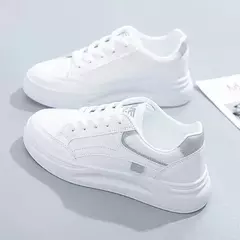 Tênis de plataforma respirável para mulheres, tênis casual para mulher, sola grossa, branco, primavera, outono, feminino, corrida, moda na internet
