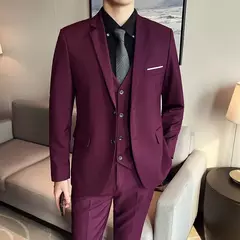 Terno de casamento casual de negócios masculino, conjunto de 3 peças, colete e calças masculinas bonitas de banquete, alta qualidade, nova moda, R$ 2020 na internet