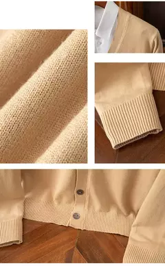 BROWON-Cardigã monocromático com decote em v masculino, suéter casual, cardigã comercial, clássico, moda coreana, roupas masculinas - Wolf Magazine