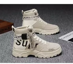 Botas masculinas 2024 novo outono dedo do pé redondo alta bunda plataforma de fundo grosso botas na moda grande 46 rendas até aumento de altura botas ao ar livre - loja online