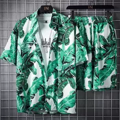 Roupas de praia para homens 2 Piece Set Quick Dry Camisa Havaiana e Shorts Set Homens Moda Vestuário Impressão Casual Outfits Verão na internet