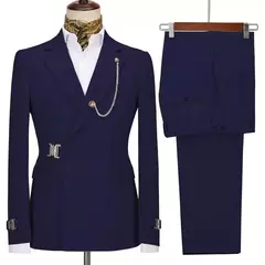 Blazer e calça masculina com lapela entalhada, fantasia justa, roupa de casamento, design italiano, festa, 2 peças, 2024 na internet
