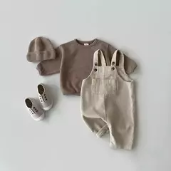 Romper Suspender de veludo infantil, macacão monocromático para bebês meninos e meninas, roupas infantis, outono e inverno - loja online