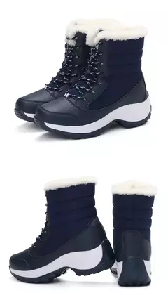 Botas de neve de plataforma antiderrapante para mulheres, Ankle Boots de pele quente, Cunhas impermeáveis, Botas altas para coxa, Sapatos de inverno - Wolf Magazine