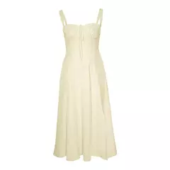 Vestido de verão estampado floral, Laço frontal feminino, Gola quadrada, Vestido de coxa dividido, Cinta de praia, Vestido de noite, Novo - comprar online