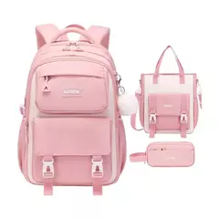 School Bag Set Inclui Study Bag e Pencil Case, Mochila de grande capacidade, Charme impermeável dos desenhos animados, Mochila de viagem ao ar livre, 3 pcs - Wolf Magazine