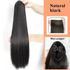 20 polegadas sintético grampo de cabelo reto rabo de cavalo peruca clipe em uma mulher rabo de cavalo extensão do cabelo peruca natural preto falso rabo de cavalo - comprar online