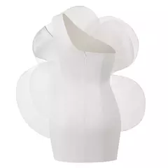 Vestido de ombro oblíquo branco para mulheres, vestido decorativo de flores, vestido de casamento, vestido de um passo, novo estilo, verão - loja online