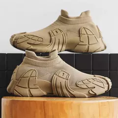 Imagem do Sapatilhas masculinas mid-top meia, calçados esportivos hip-hop da moda, malha respirável, tênis de corrida, sapatos de caminhada grandes, calçados masculinos