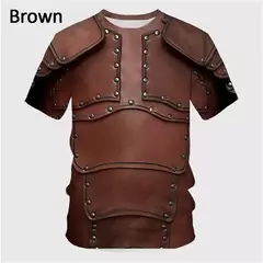 Camiseta de herói medieval masculina, impressão 3D armadura, manga curta, top design, nova moda, verão - Wolf Magazine