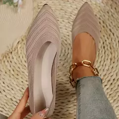 Sapatos baixos de dedo apontado para mulheres, Cor sólida, Sapatos de malha, Mocassins casuais, Sapatilhas respiráveis - comprar online