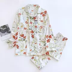 Pijama de manga comprida para senhoras, pijamas, pijamas femininos, 100% viscose, plus size, 3XL, novo para primavera e verão na internet